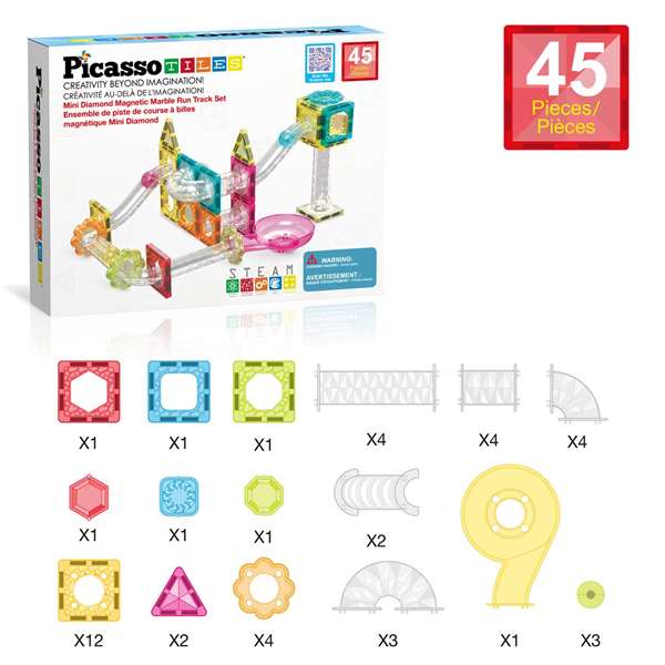 Picasso Tiles Juego de Construcción Imanes Circuito de Canicas 45 Piezas Mini Picasso Tiles Juego de Construcción Imanes Circuito de Canicas 45 Piezas Mini