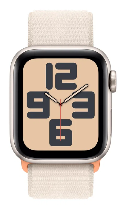 Apple Watch SE 40mm GPS - Reloj Inteligente con Pantalla OLED Táctil, Caja de Aluminio Starlight y Correa Deportiva Starlight, 32GB, WiFi, watchOS 9, Resistente al Agua