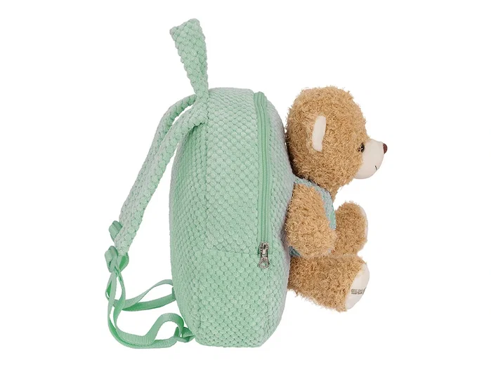 Safta Mochila Preescolar con Osito Extraíble Verde