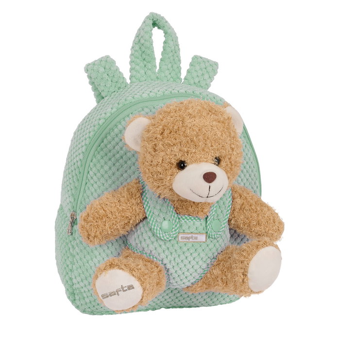 Safta Mochila Preescolar con Osito Extraíble Verde
