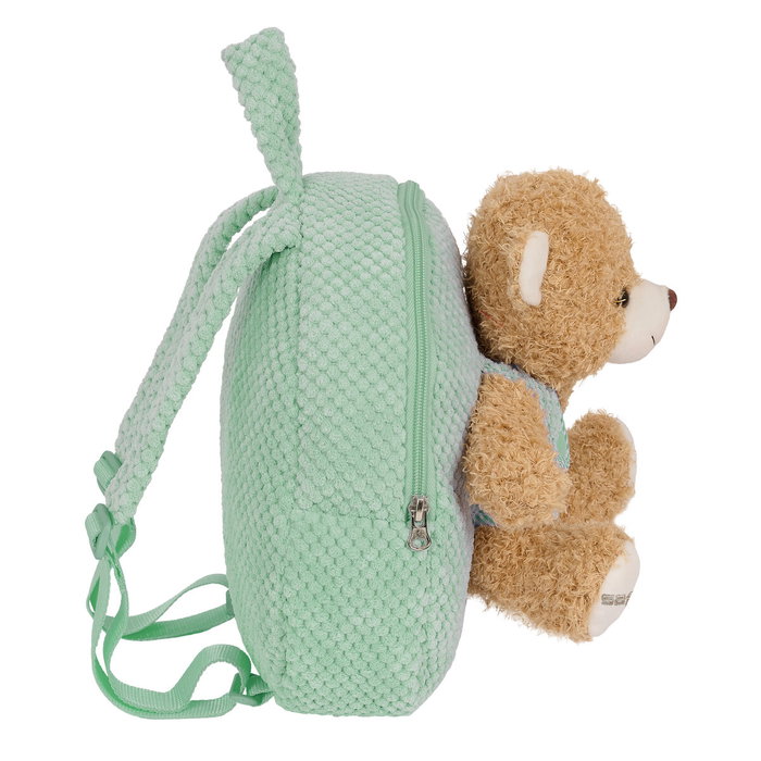Safta Mochila Preescolar con Osito Extraíble Verde