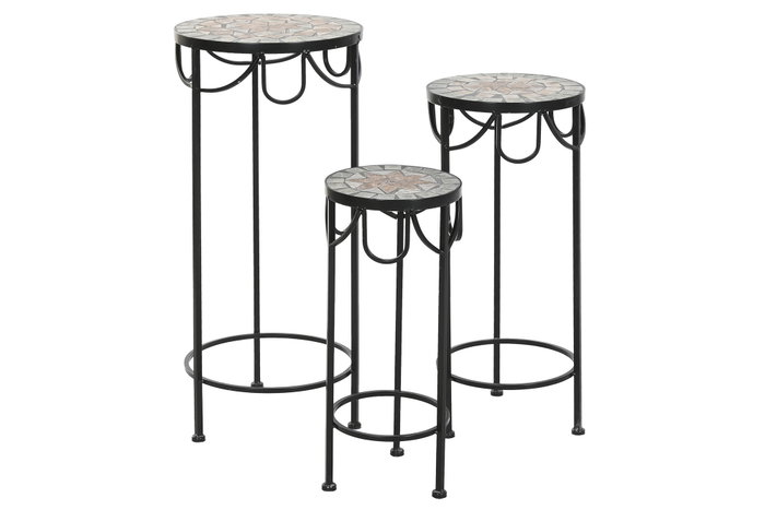 DKD Home Decor Set de 3 Mesas Auxiliares Stones Mosaico DKD Home Decor Set de 3 Mesas Auxiliares Stones Mosaico
