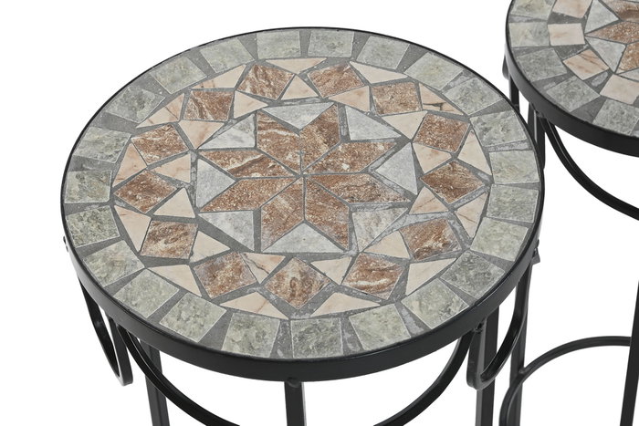 DKD Home Decor Set de 3 Mesas Auxiliares Stones Mosaico DKD Home Decor Set de 3 Mesas Auxiliares Stones Mosaico