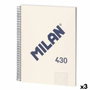 Milán Cuaderno A4 con Espiral Metálica, Tapa Dura y 80 Hojas Cuadriculadas, Beige