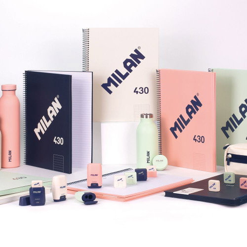 Milán Cuaderno A4 con Espiral Metálica, Tapa Dura y 80 Hojas Cuadriculadas, Beige