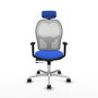 PIQUERAS Y CRESPO Silla de oficina Jorquera con mecanismo Sincro/Traslack, Tela Azul y Malla Blanca