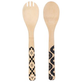 Home Deco Factory Juego De 2 Cubiertos Servir Mirage Bambú Mango Decorado Ensalada