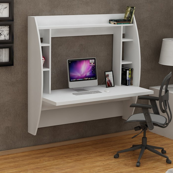 Hanah Home Escritorio de Estudio Blanco 123.6x55x120 cm con Estanterías