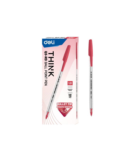 Deli Bolígrafo Think punta redonda 1,0mm rojo Deli Bolígrafo Think punta redonda 1,0mm rojo