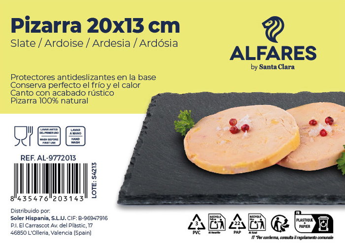 Santa Clara Bandeja Pizarra 20 x 13 cm Alfar (24 Unidades)