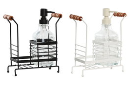 DKD Home Decor Set de 2 Dosificadores de Cristal 500 ml Negro y Blanco
