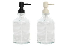 DKD Home Decor Set de 2 (4 Unidades) Dosificador Cristal Metal Negro Blanco 8 x 22 x 21 cm
