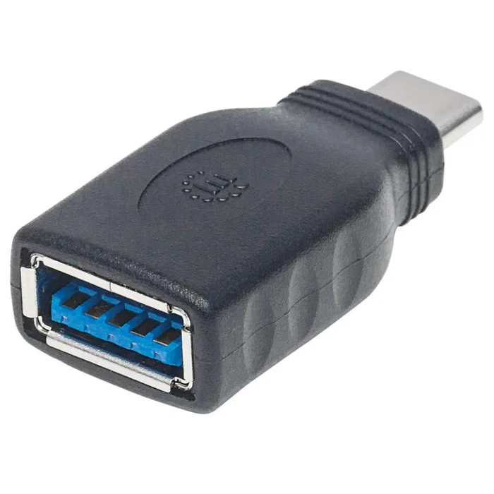 Manhattan 354646 Adaptador USB-C (macho) a USB-A (hembra) USB 3.1 Negro - Hasta 5Gbps, Carga 3A, Ultra Compacto