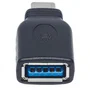 Manhattan 354646 Adaptador USB-C (macho) a USB-A (hembra) USB 3.1 Negro - Hasta 5Gbps, Carga 3A, Ultra Compacto