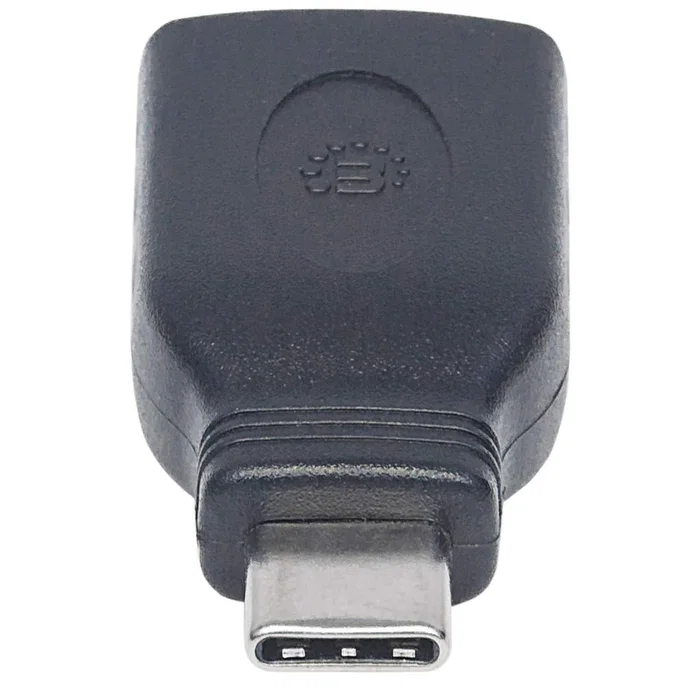 Manhattan 354646 Adaptador USB-C (macho) a USB-A (hembra) USB 3.1 Negro - Hasta 5Gbps, Carga 3A, Ultra Compacto