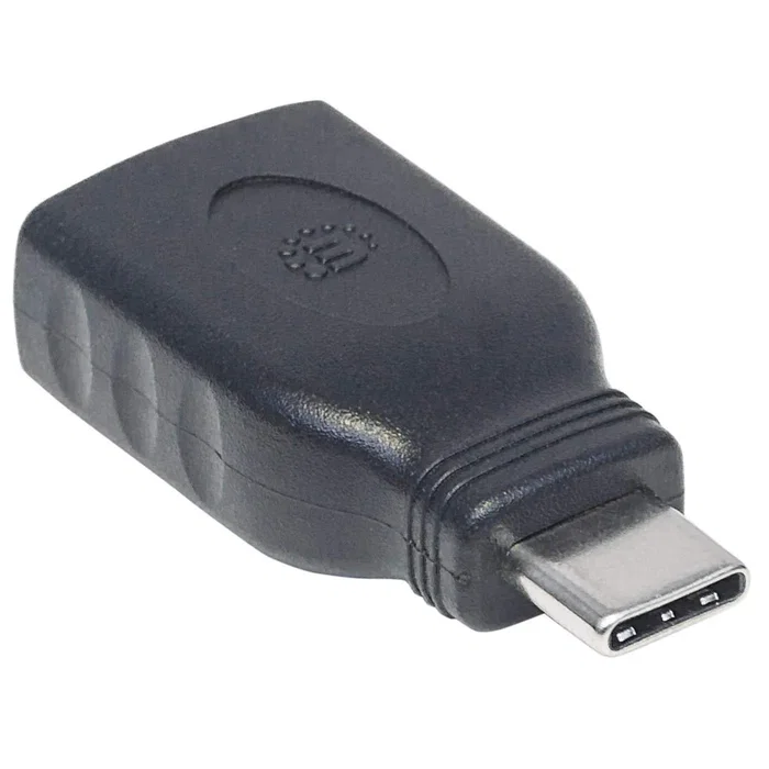 Manhattan 354646 Adaptador USB-C (macho) a USB-A (hembra) USB 3.1 Negro - Hasta 5Gbps, Carga 3A, Ultra Compacto