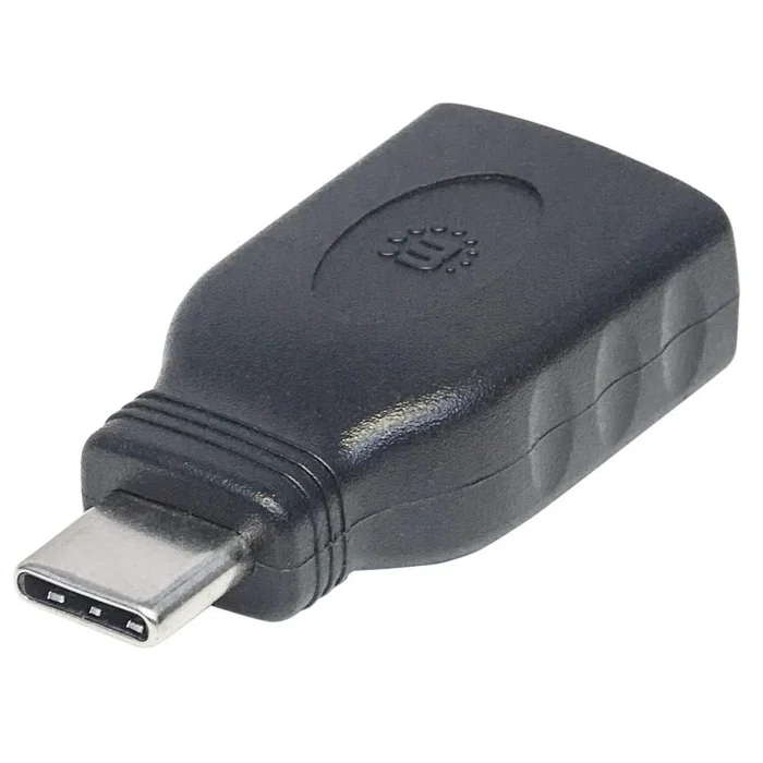 Manhattan 354646 Adaptador USB-C (macho) a USB-A (hembra) USB 3.1 Negro - Hasta 5Gbps, Carga 3A, Ultra Compacto