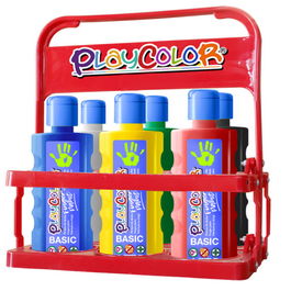 Playcolor Pintura de Dedos Básica 17791, 6 Botellas de 500ml, 6 Colores Surtidos