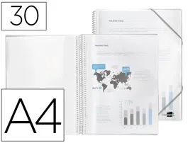 Liderpapel Carpeta Escaparate con Espiral 30 Fundas Polipropileno DIN A4 Transparente