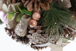 DKD Home Decor Wreath 03 Bola Decoracion Navidad Alpina Piñas Marron Rosa 14 x 14 x 14 cm (4 Unidades)