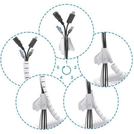 AISENS - ORGANIZADOR DE CABLE EN ESPIRAL 25MM, BLANCO, 2.0M