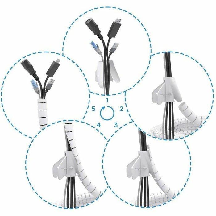 Aisens Organizador de Cables en Espiral Blanco 2.0m