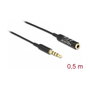 DeLOCK Cable de extensión de audio 3,5 mm 4 pines Ultra Slim 0,5 m negro