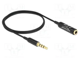 DeLOCK Cable de extensión de audio jack 3,5 mm 4 pines macho a hembra Ultra Slim 0,5 m
