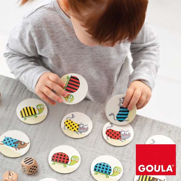 Goula Juego de Rapidez Visual Cath It! para Niños a Partir de 3 Años, Contiene 30 Piezas de Madera (27 Fichas y 3 Dados)