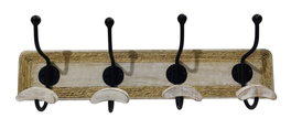 DKD Home Decor Perchero de Pared Mango y Cuerda con 4 Ganchos