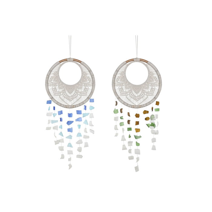 DKD Home Decor Atrapasueños de Ratán y Macramé Surtido de 2 Unidades