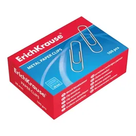 Erich Krause 7855 Caja 100 Clips de Papel Niquelados 28mm Plateado