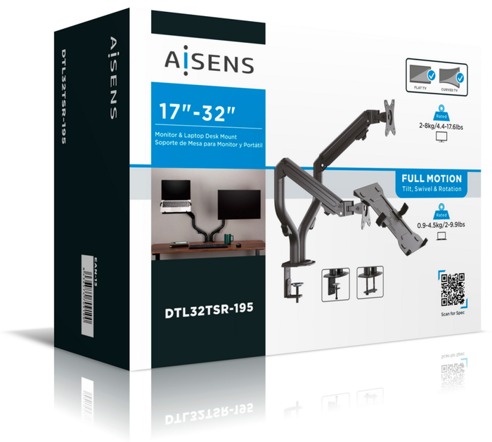 Aisens Soporte de Mesa para Portátil y Monitor/TV de 17-32 Pulgadas, Negro Aisens Soporte de Mesa para Portátil y Monitor/TV de 17-32 Pulgadas, Negro