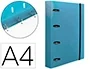 Liderpapel Carpeta con Recambio A4 Cuadro 5mm 100 Hojas 80g Polipropileno 4 Anillas 25mm Celeste