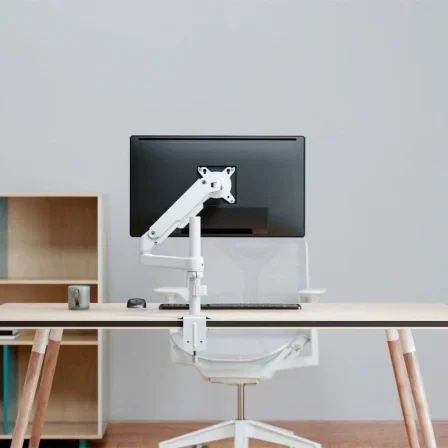 Aisens Soporte de Mesa DT32TSR-437 con Contrapeso para Monitor TV 17-32", Giratorio e Inclinable hasta 9 kg, Compatible VESA 75x75/100x100, Color Blanco
