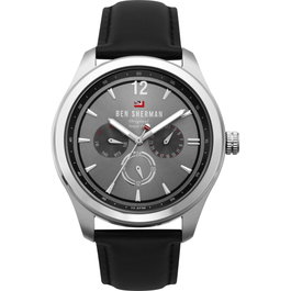 Ben Sherman WBS112B con correa de cuero negra y esfera gris