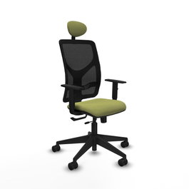 PIQUERAS Y CRESPO Silla de oficina Motilla con mecanismo Sincro/Traslack, Verde oliva y Negro