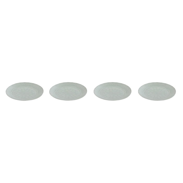 DKD Home Decor Set de 4 Platos Mandala 24 en Gres Verde Menta