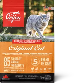 Orijen Alimento para Gatos Adultos Original - Pienso Seco de Alta Proteína con Pollo, Pavo y Pescado - 1.8 kg