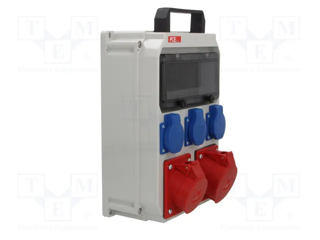 PCE Cuadro de distribución portátil IP54 de 10 módulos PCE Cuadro de distribución portátil IP54 de 10 módulos