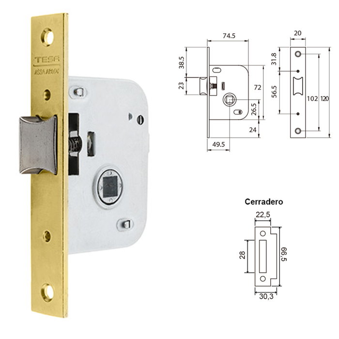 Tesa Assa Abloy Cerradura 2005/50 HL de Embutir
