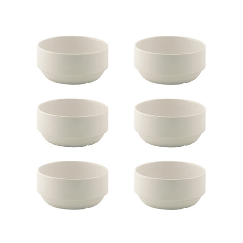 Summa Bol Apilable - Vitroporcelana Marfil, 14 cm de diámetro x 6 cm de alto, Capacidad 50 cl (Set de 6)