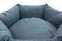 Gloria Cuna Hexagonal Hondarribia 75x75 cm Azul, con relleno de fibra poliéster reciclado, base antideslizante y lavable a máquina.