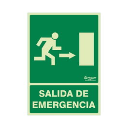 DUVER Señal 900 Plast.297X210''S.Emerg.Dch''Lum. Salida Emergencia Flecha Dcha (Letra-Pictograma)