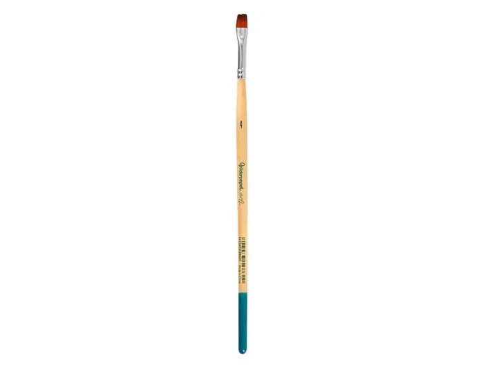 Liderpapel Pincel nº 4 Punta Plana para Pintura Acrílica y Acuarela, Pelo Sintético, Certificado FSC