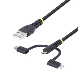 Startech Cable USB 3 en 1 de 1m para Lightning, USB-C y Micro-USB Negro