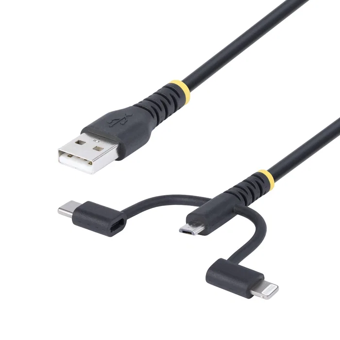 Startech Cable USB 3 en 1 de 1m para Lightning, USB-C y Micro-USB Negro Startech Cable USB 3 en 1 de 1m para Lightning, USB-C y Micro-USB Negro
