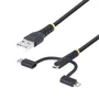 Startech Cable USB 3 en 1 de 1m para Lightning, USB-C y Micro-USB Negro