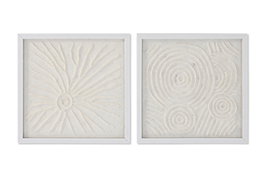 DKD Home Decor Set de 2 Cuadros Enmarcados de Cristal y Papel Mache 35x35 cm
