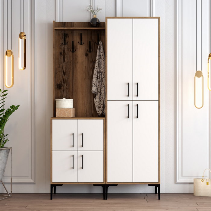 Hanah Home Recibidor Berlin BA - Nogal y Blanco - 120x200x35 cm